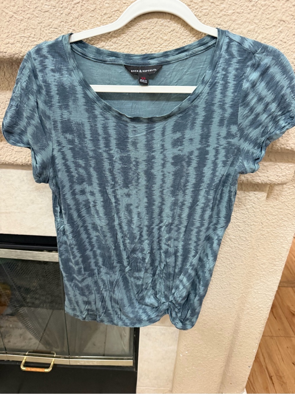 Rock & Republic Teal-Blue Tie-Dye Short Sleeve Tee